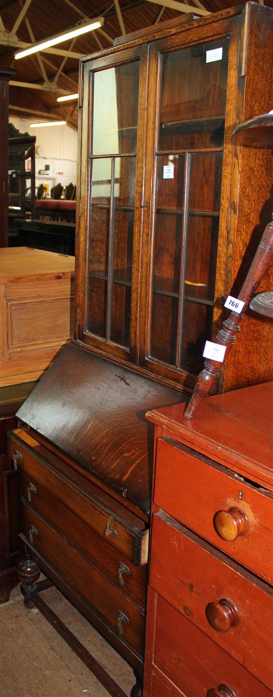 Oak bureau bookcase